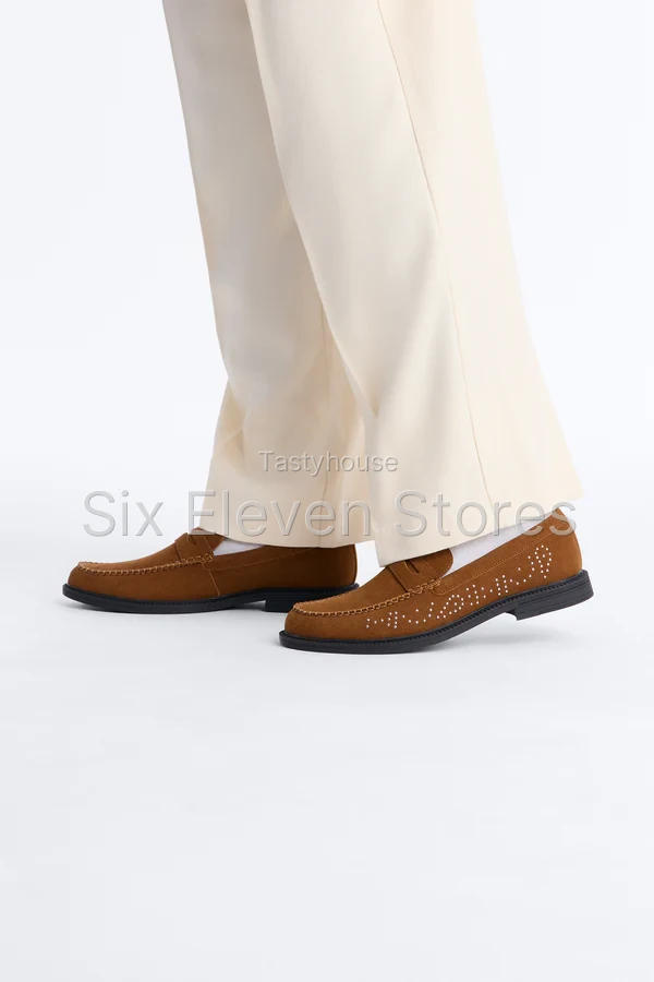 Studded Faux Suede Slip On Loafer