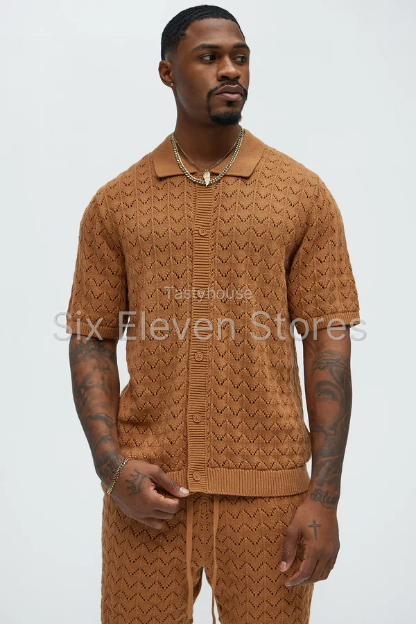 Waterfall Texture Open Knit Shirt