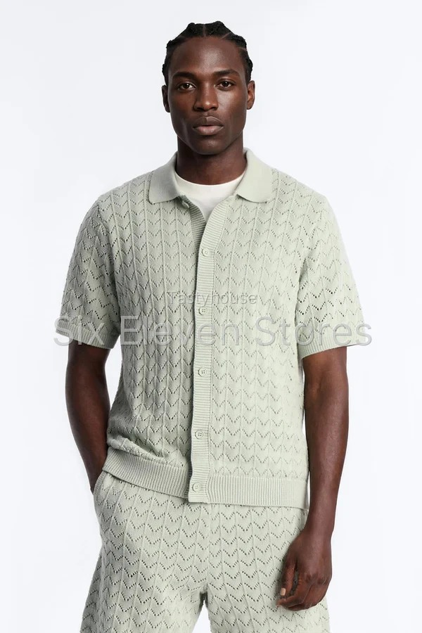 Waterfall Texture Open Knit Shirt