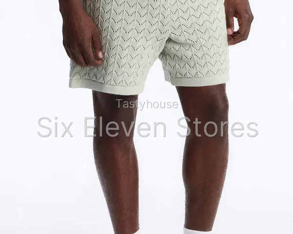 Waterfall Texture Open Knit Shorts