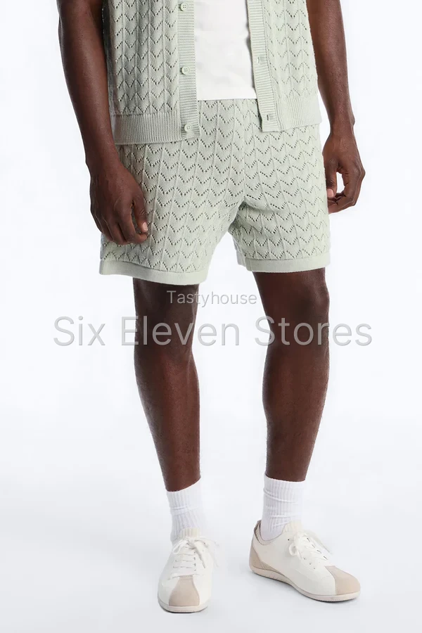Waterfall Texture Open Knit Shorts
