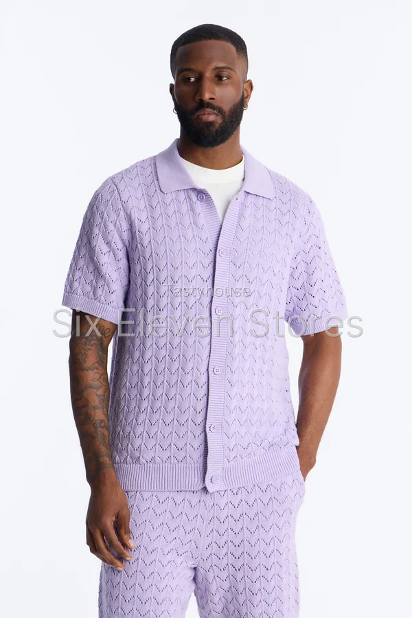 Waterfall Texture Open Knit Shirt