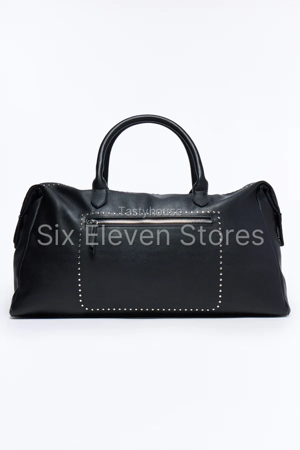 Textured Faux Leather Mid Size Weekender Duffle Bag