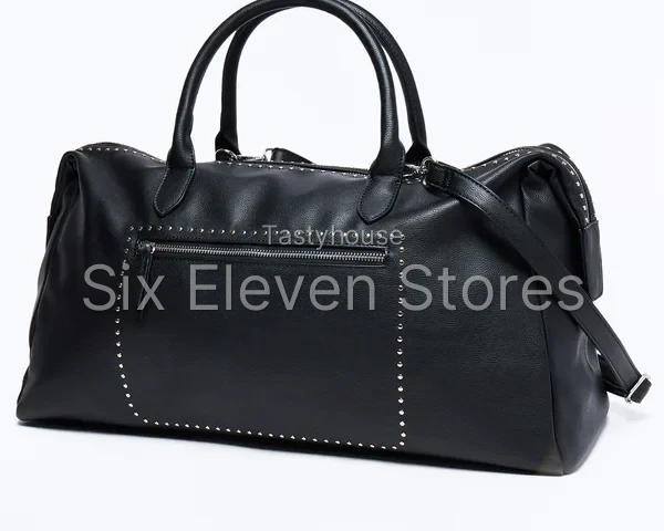 Textured Faux Leather Mid Size Weekender Duffle Bag