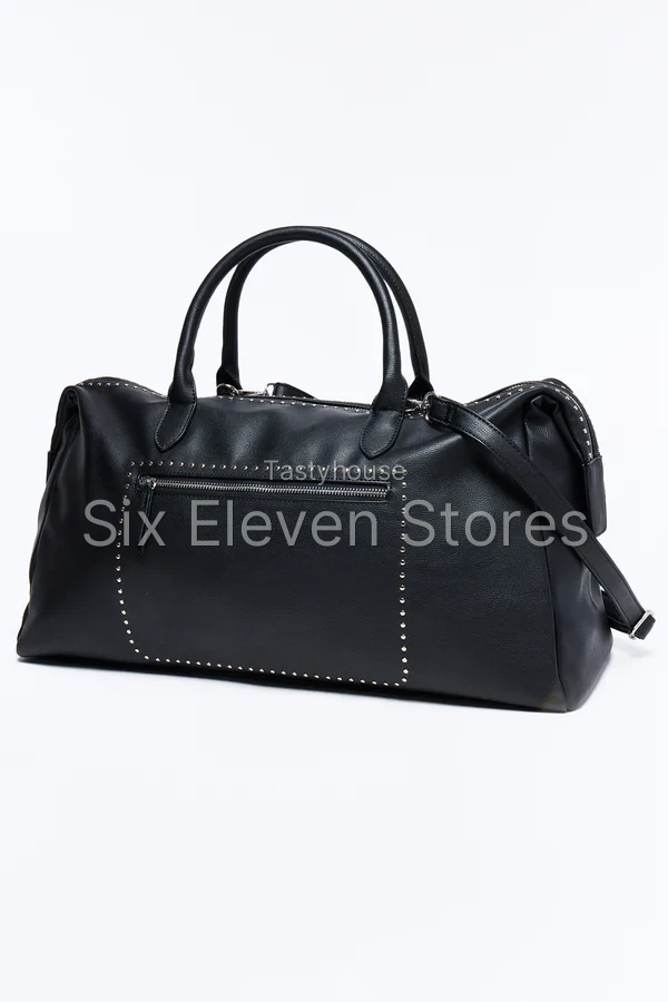 Textured Faux Leather Mid Size Weekender Duffle Bag