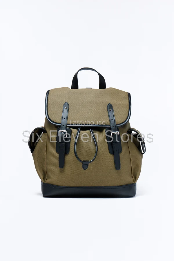 Canvas Dual Buckle Drawstring Backpack
