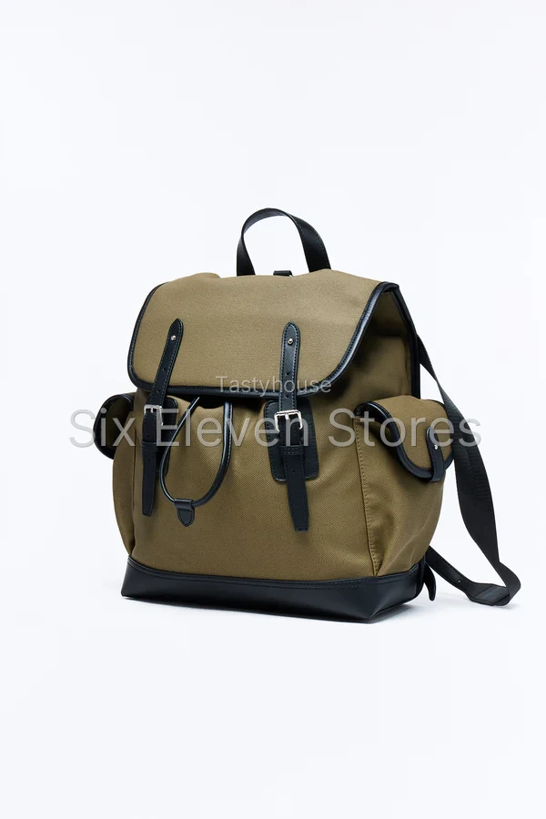 Canvas Dual Buckle Drawstring Backpack