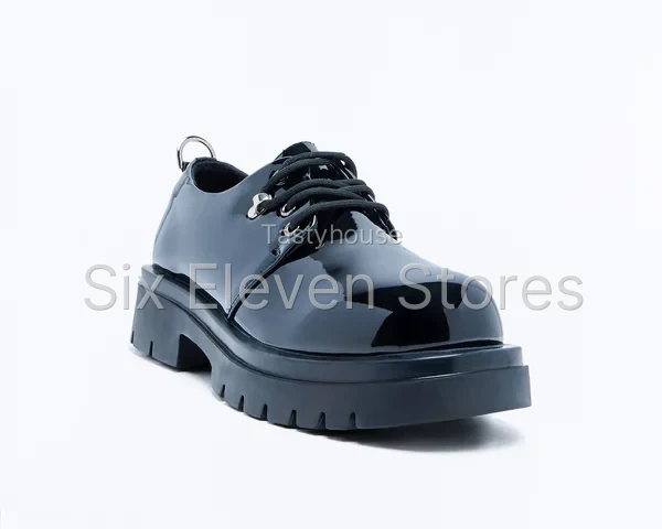 Faux Patent Leather Lace Up Oxford Shoes