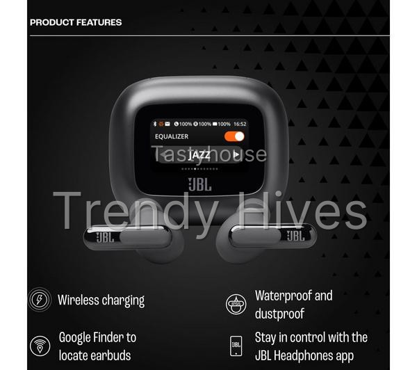 JBL Live Beam 3 Wireless Bluetooth Noise-Cancelling Earbuds – Black