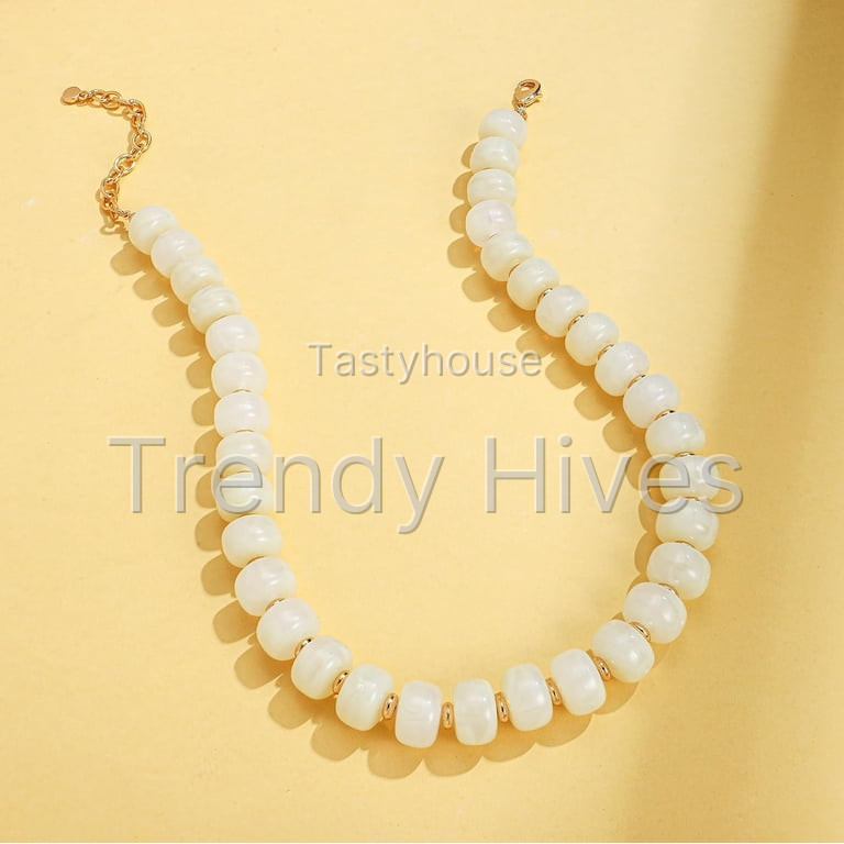 Leaf Resin Chunky Beaded Necklace for Women, Simple Modern Style Necklace Jewelry Accessory