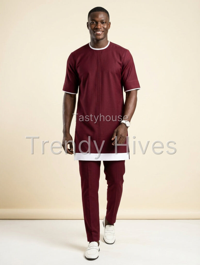 Burgundy Traditional Two-Piece Outfit