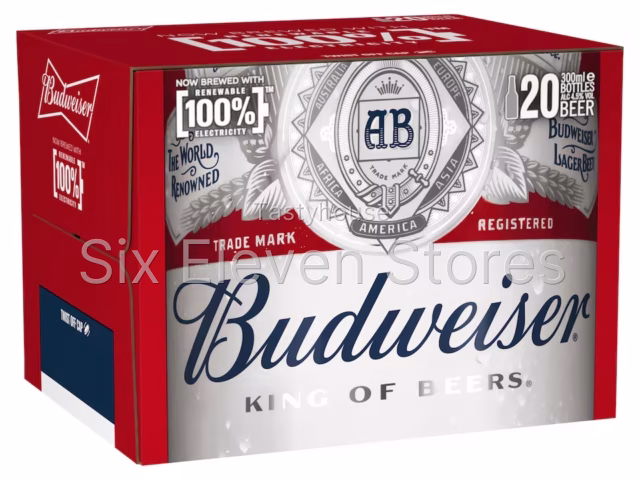 Budweiser Lager Beer Bottles 20 x 300ml