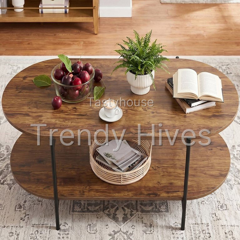 Gasee 47″ Oval Wooden Coffee Table