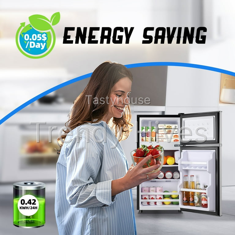 TACOOL Mini Refrigerator with Top Freezer