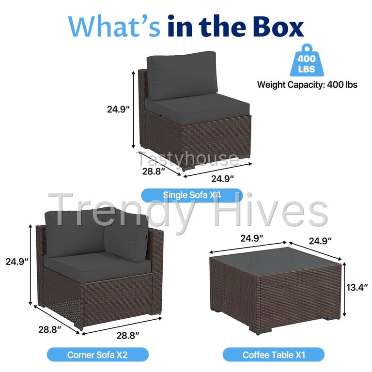 Sunmthink 7-Piece Wicker Patio Furniture Sets