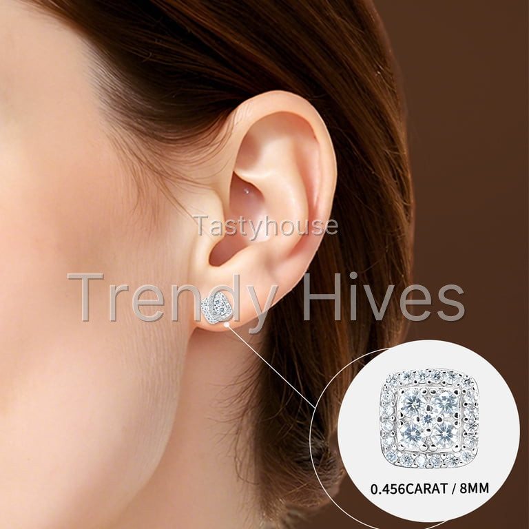 KIJ 0.46 Carat Square Moissanite Stud Earrings