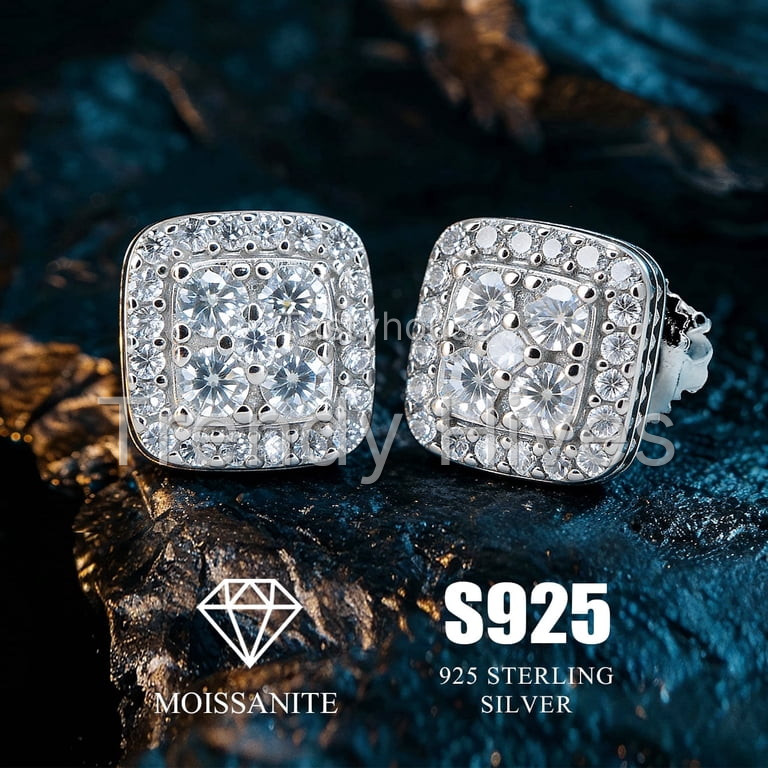 KIJ 0.46 Carat Square Moissanite Stud Earrings