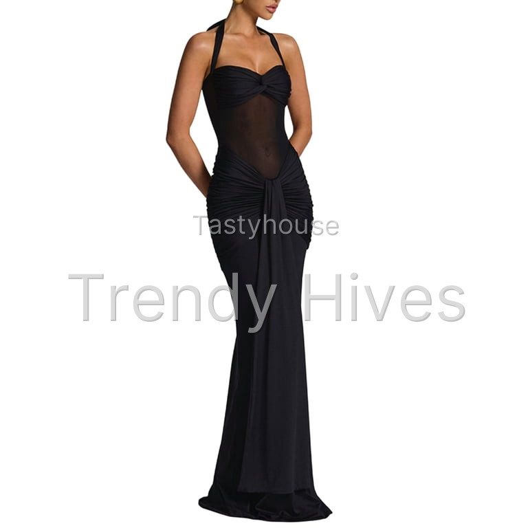 Maqroz Women’s Halter Neck Maxi Dress