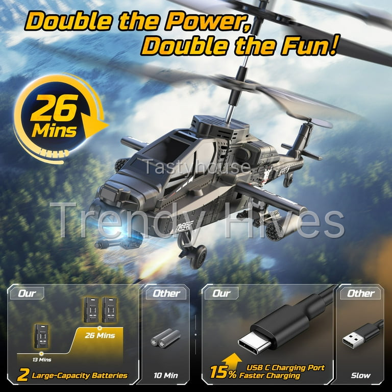 DEERC Apache RC Helicopter for Kids & Adults
