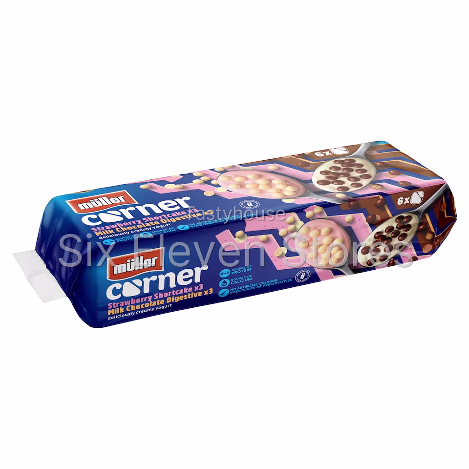 Muller Corner Strawberry Shortcake & Chocolate Digestive Yogurts 6 x 124g