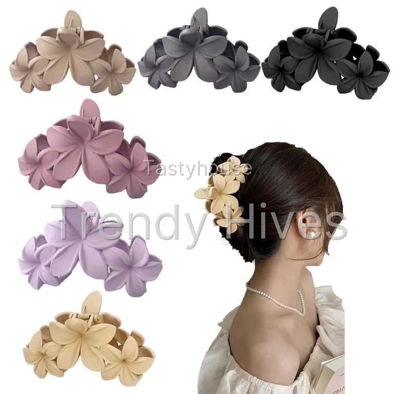 6PCS Hawaiian Plumeria Flower Hair Clips