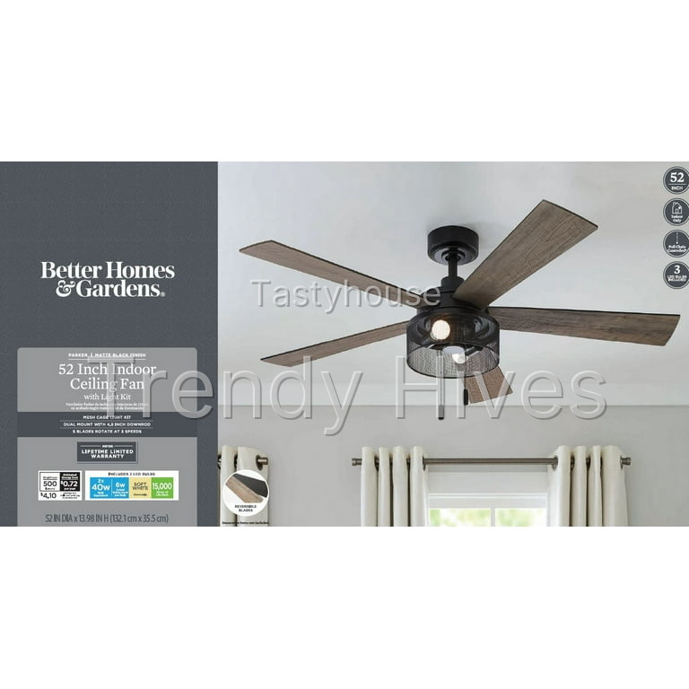 Better Homes & Gardens Transitional 52″ Black Ceiling Fan