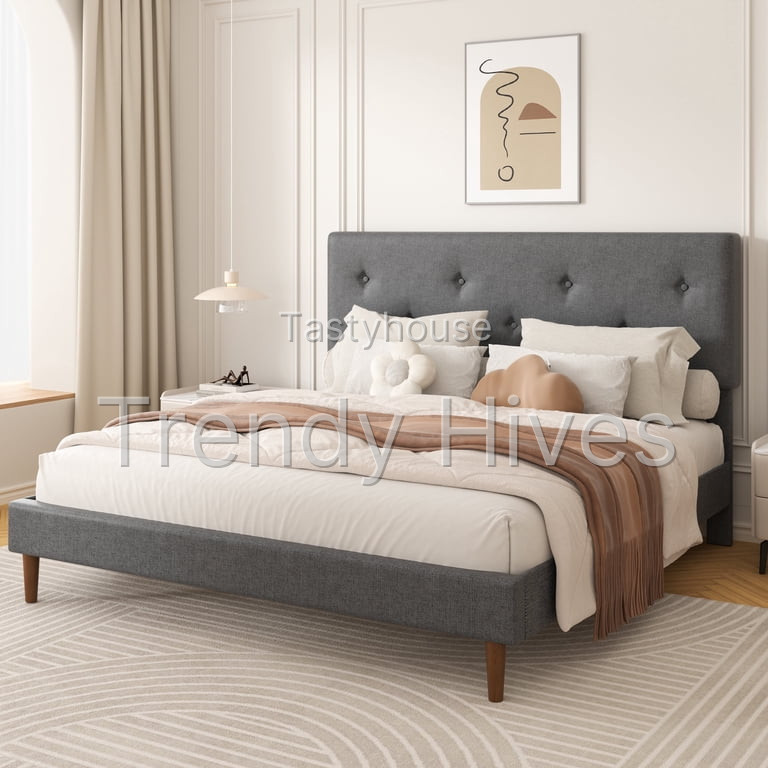 Bed Frame with Adjustable Headboard