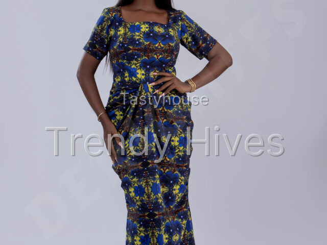 Maxi Dress with Square Neck & Draped Waist