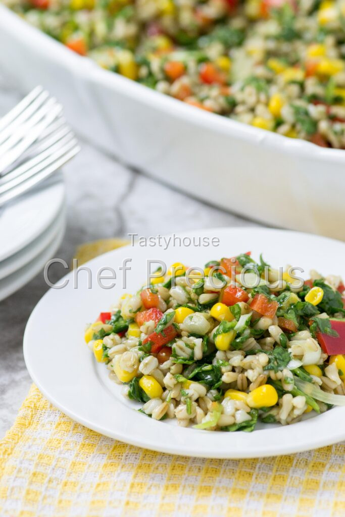 Oat Berry Spinach Salad