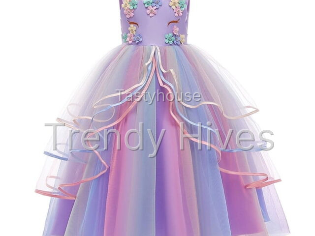 Princess Girl Dress Long Tulle Gown Flower Girls Unicorn Dress