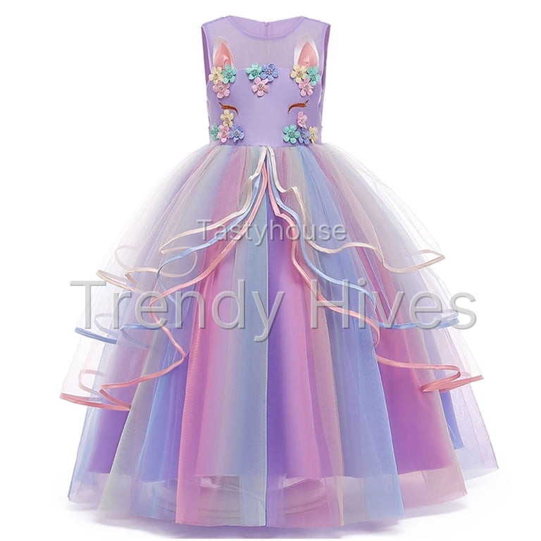 Princess Girl Dress Long Tulle Gown Flower Girls Unicorn Dress