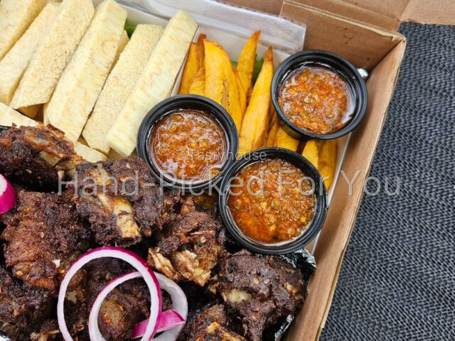 Roasted beef ribs platter