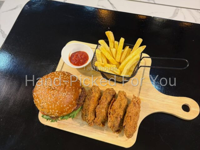 Beef burger & fries