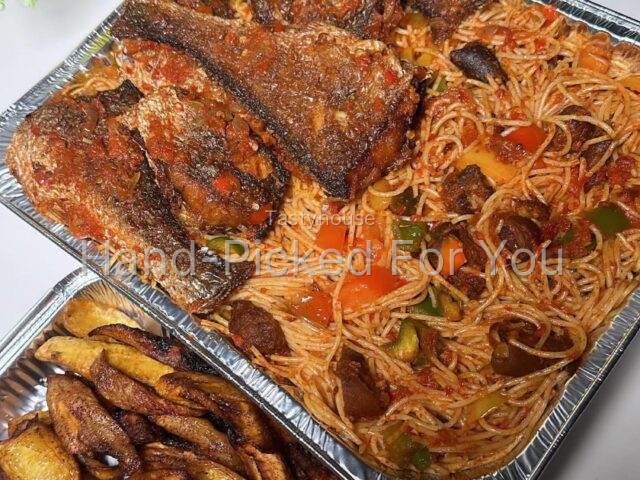 Pasta foil tray x fried plantain