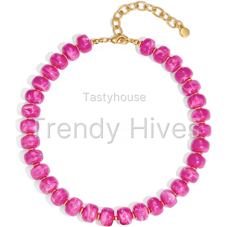 Leaf Resin Chunky Beaded Necklace for Women, Simple Modern Style Necklace Jewelry Accessory