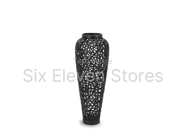 Black Cast Lattice Vase