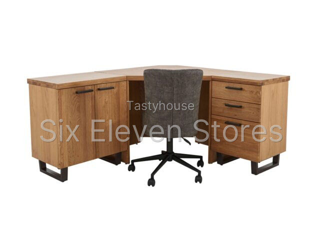Earth Corner Desk, Filing Cabinet, 2 Door Storage Unit and Office Chair
