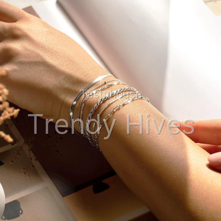Dainty Silver Bracelets for Women Trendy