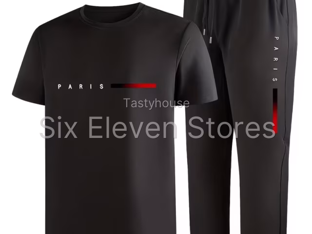 Men’S Casual Athletic 2pcs Short Sleeve Top And Straight Pants Outfit, Print Pattern Fashion Trendy