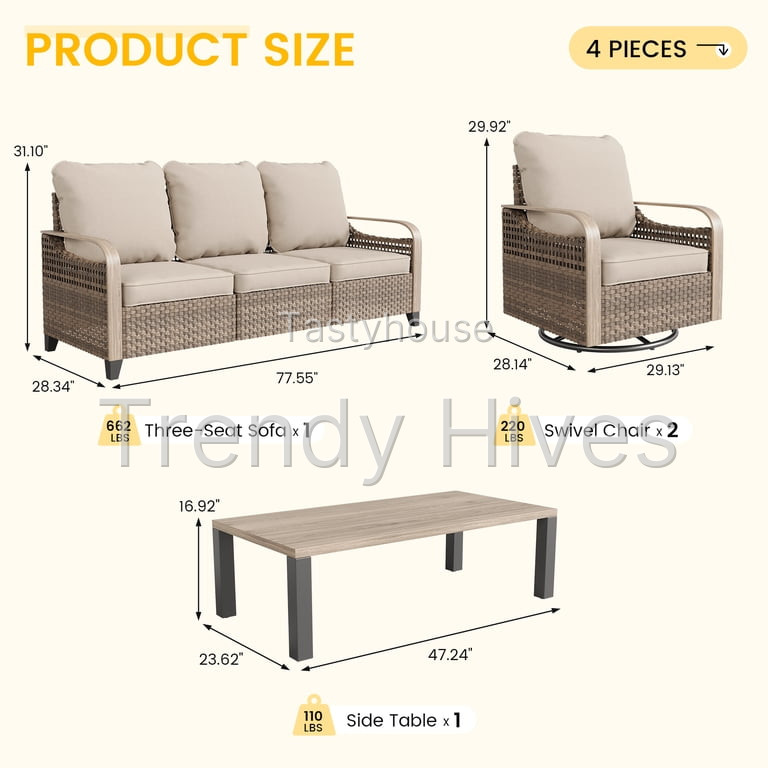ELPOSUN 5-Seat Outdoor Patio Furniture Set