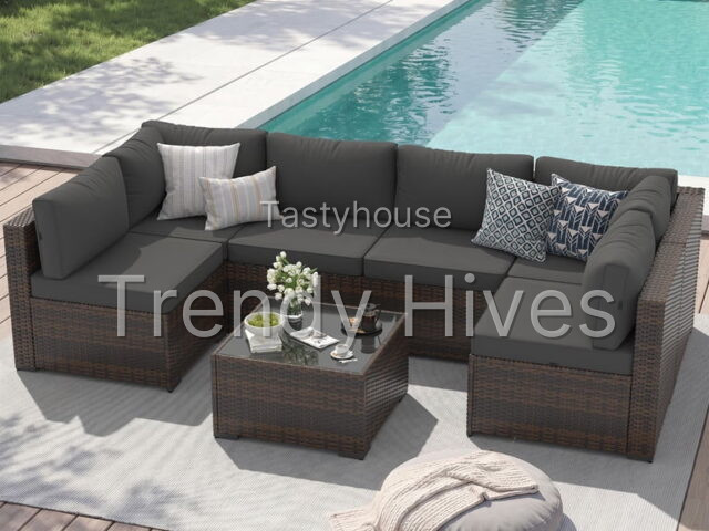 Sunmthink 7-Piece Wicker Patio Furniture Sets