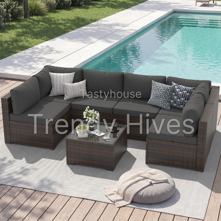 Sunmthink 7-Piece Wicker Patio Furniture Sets