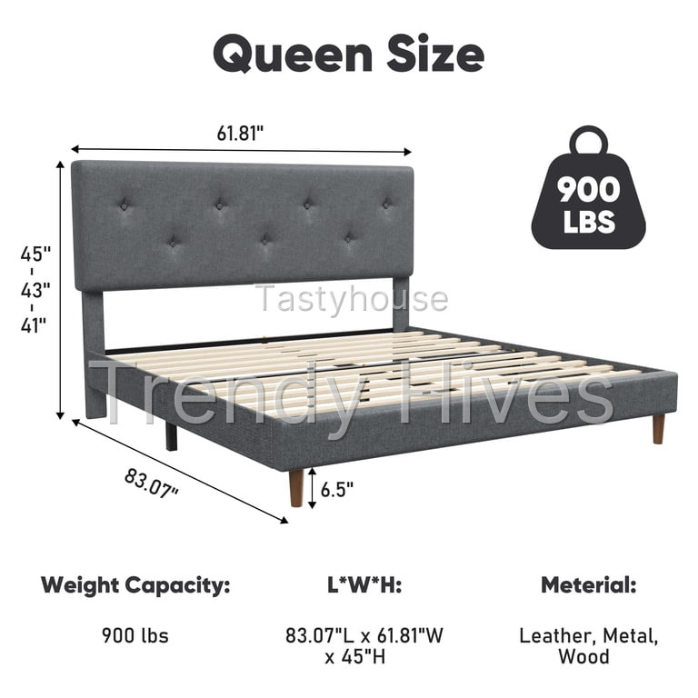 Bed Frame with Adjustable Headboard