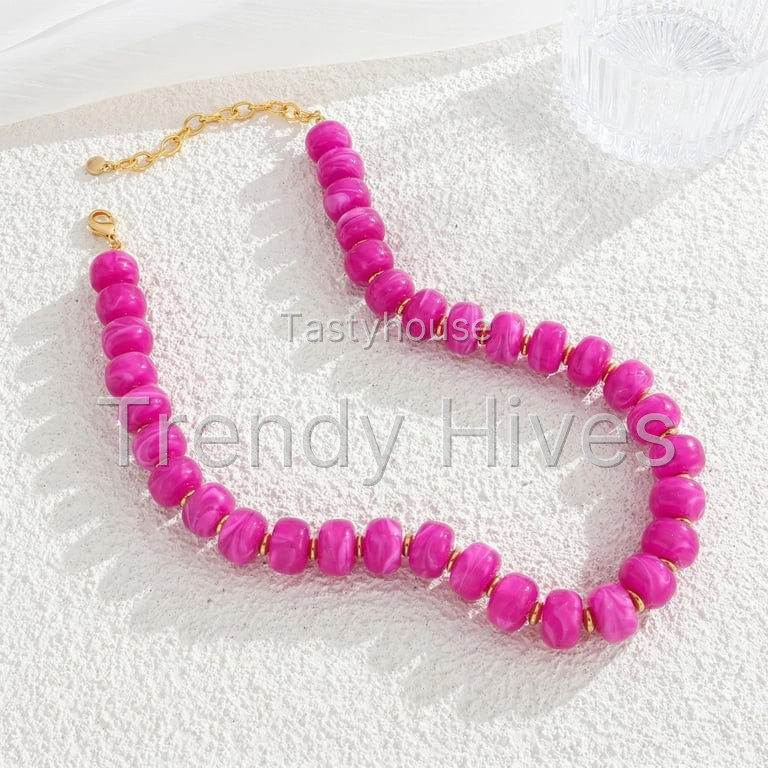 Leaf Resin Chunky Beaded Necklace for Women, Simple Modern Style Necklace Jewelry Accessory