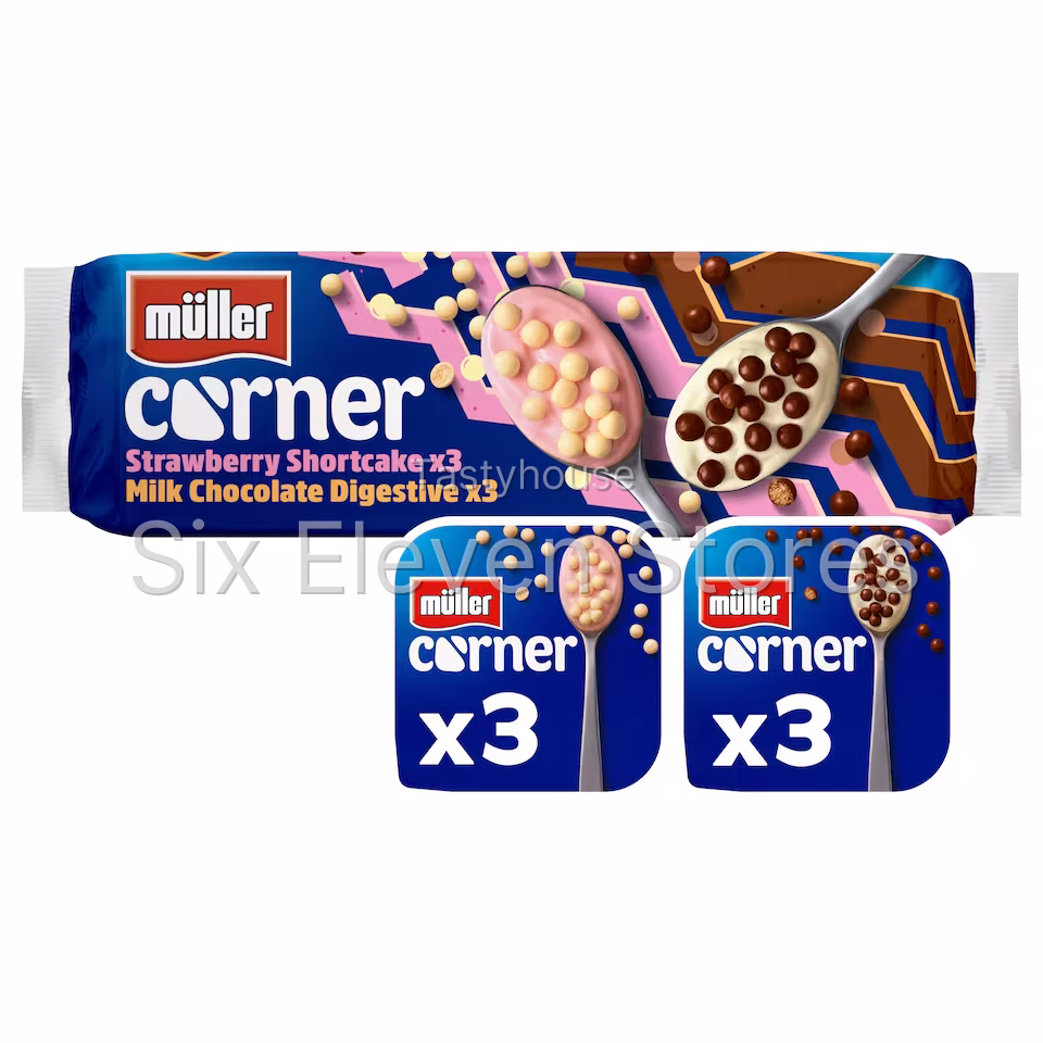 Muller Corner Strawberry Shortcake & Chocolate Digestive Yogurts 6 x 124g