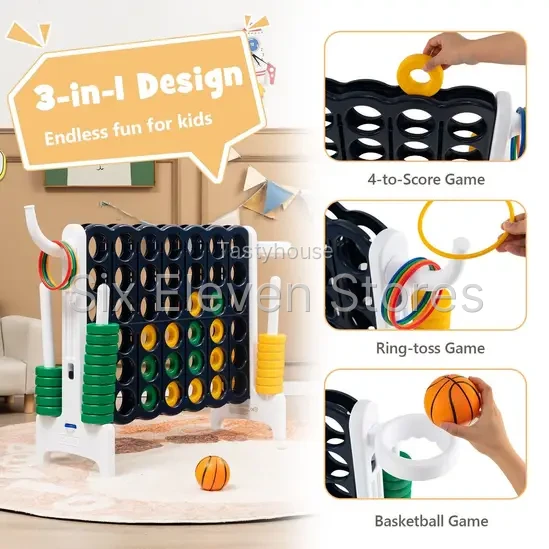 Jumbo 4-in-A-Row Connect Game with Basketball Hoop