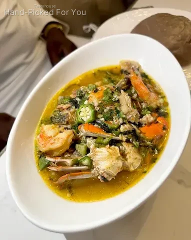 Seafood Okra Soup with Swallow