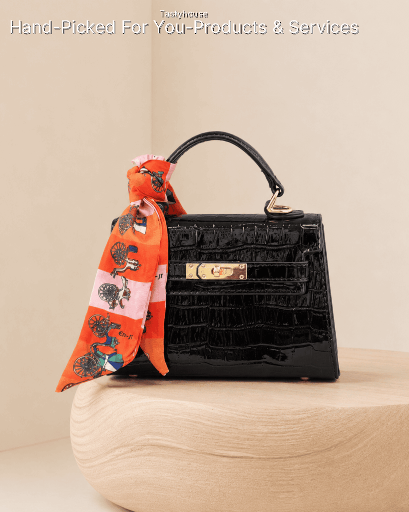 Black Patent Croco Twistlock Mini Bag