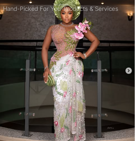 Olive Green Beaded Floral Gown