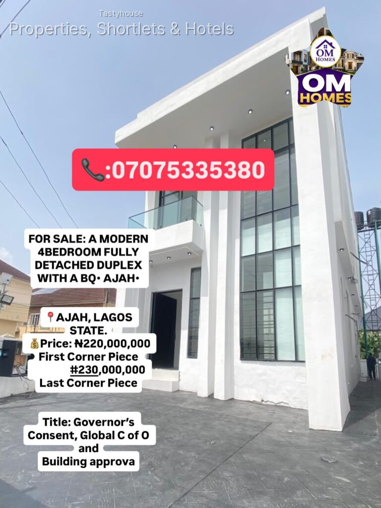 4BEDROOM FULLY DETACHED DUPLEX WITH A BỌ